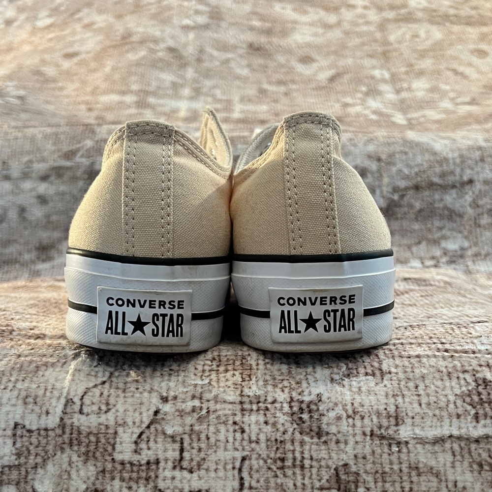 Converse Low Top Platform Sneakers - Cream with White Accents Women’s 9.5 - Picture 7 of 10